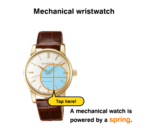 Mechanical wristwatch A mechanical watch is powered by a spring. 