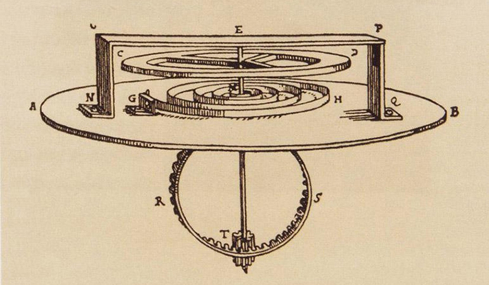 Balance spring believed to have been invented by Huygens (oscillates right and left)